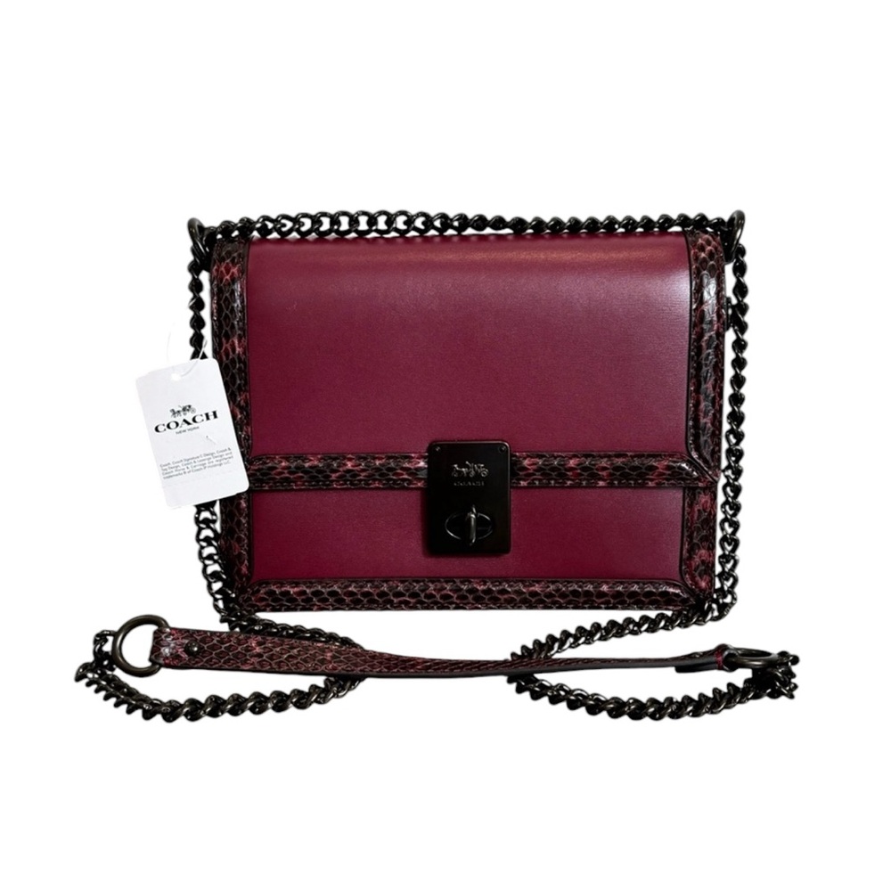 NWT - Coach Hutton Shoulder Bag With Snakeskin Detail.